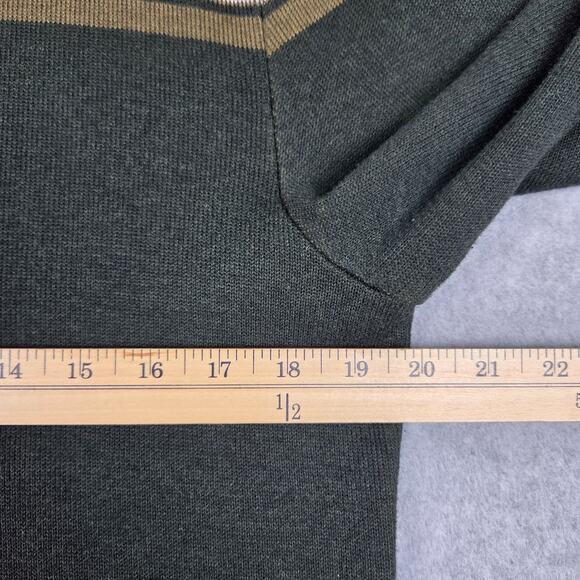 Banana Republic Sweater Mens Size Medium 1/4 Zip Mock Neck Green Stripe - Picture 10 of 12